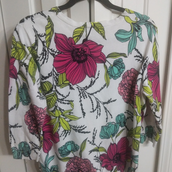 All Over Flower Print Cotton Blend Sweater - Picture 11 of 14